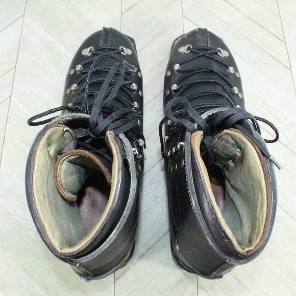 Unbranded Shoes Vintage Mens Black Leather Double Lace Lined Ski